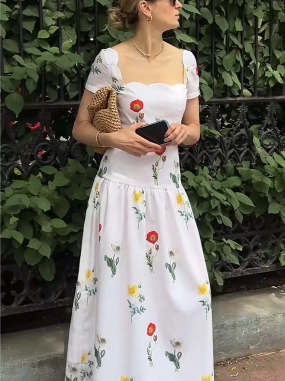 Damaris Bailey Floral Scallop-Neck Maxi Dress